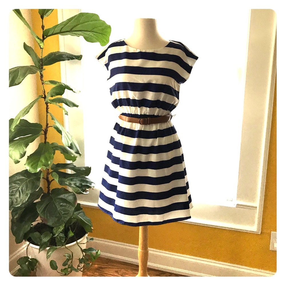Navy/White Striped Dress
